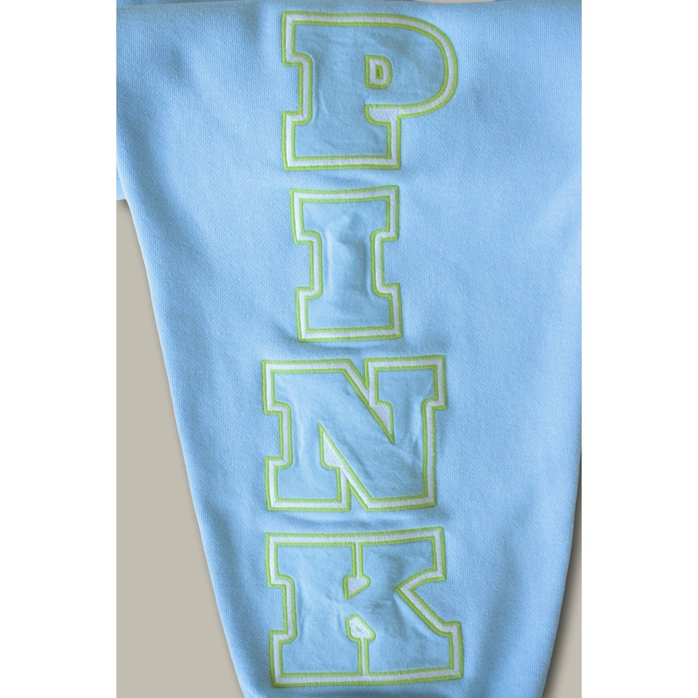 Victoria's Secret PINK Embroidered Logo Jogger Sweatpants Medium Blue High Rise - Picture 2 of 6